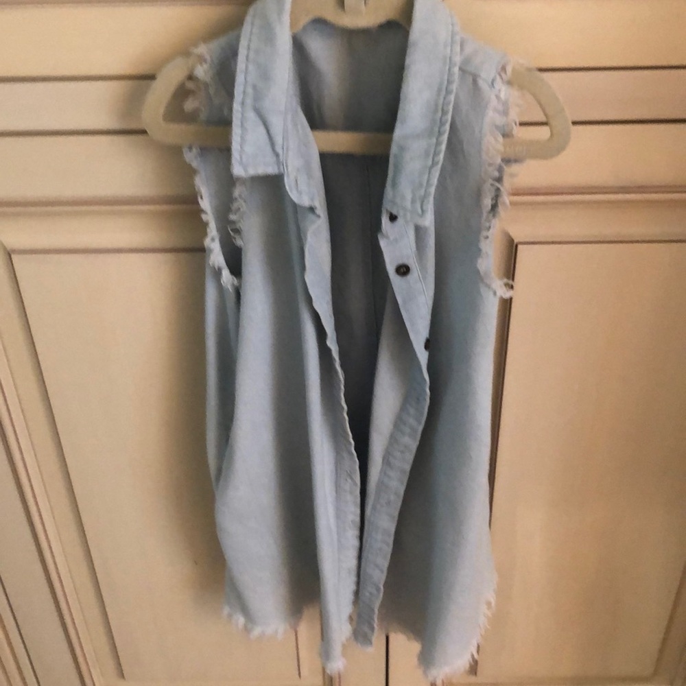 Girls denim faded light wash top